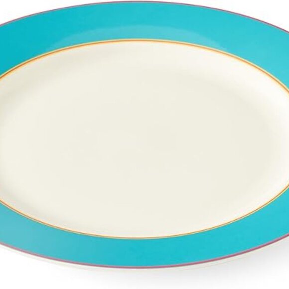 SPODE Kit Kemp Calypso Porcelain Serving Platter or Charger in Turquoise NWT - Picture 4 of 7